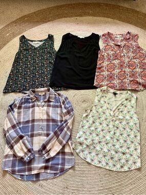 LOFT Women’s Five-Piece Tank & Blouse Set - Black, Navy, Pink, Floral & Plaid